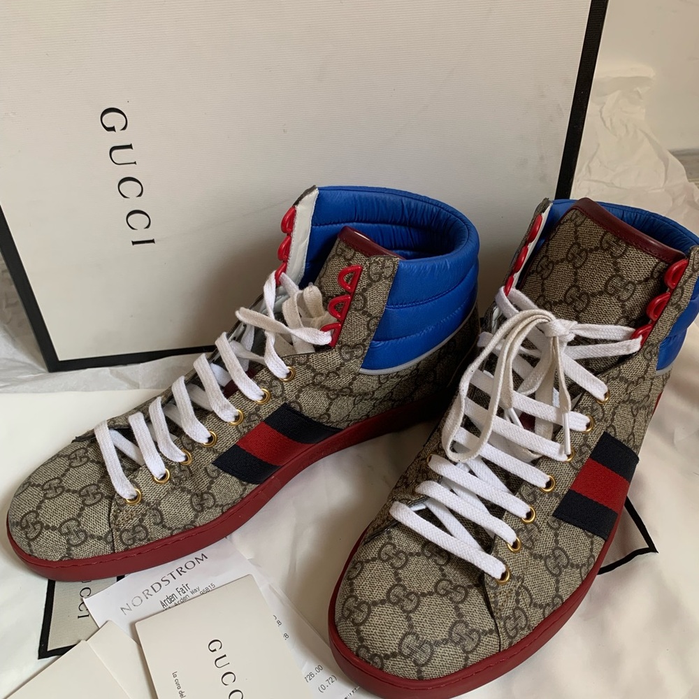 Gucci Men's High-Top Sneakers - Brown, RED, Blue